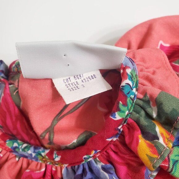 Mousefeathers Vintage Girl Toddler Dress Size 2 Floral long Sleeve Ruffles Ties - Picture 6 of 12